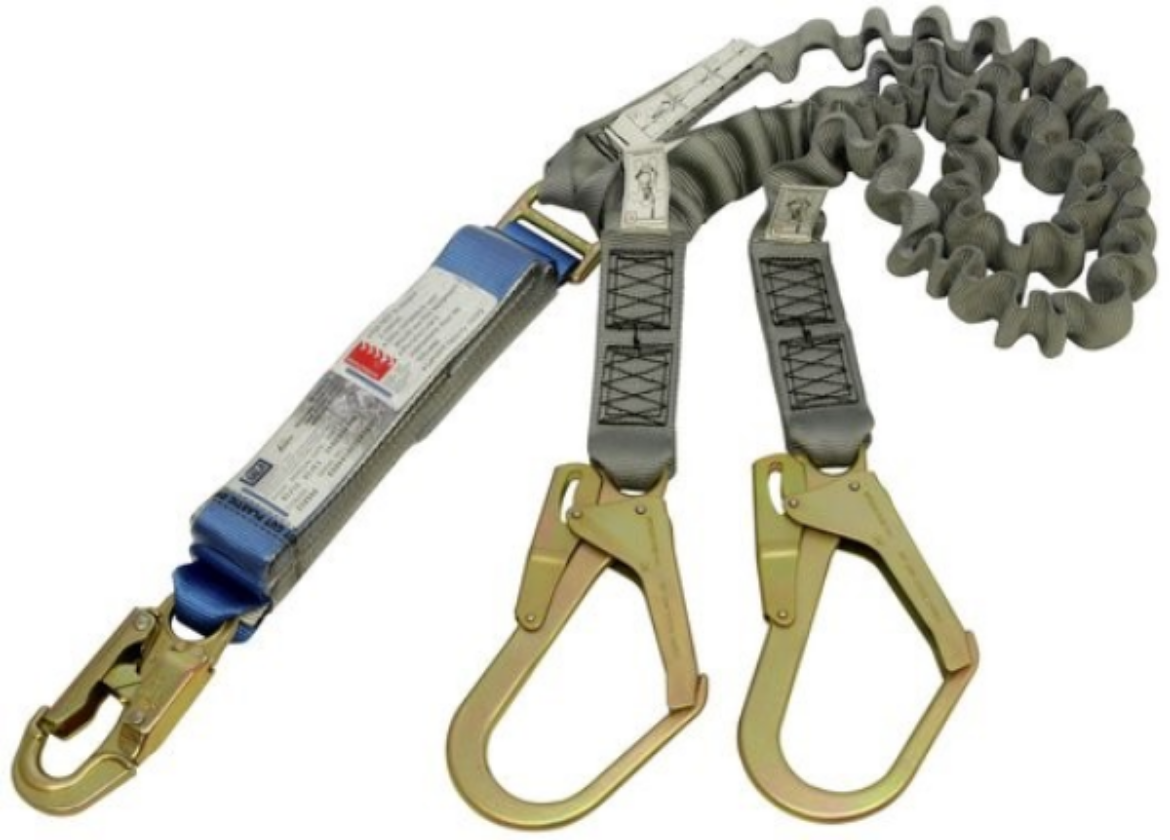 Picture of Z60163634E DBI-SALA EZ-STOP LANYARD, WEBBING, TWIN LEG, 1.6M, ELASTICATED WITH STEEL DOUBLE ACTION SNAP HOOK, STEEL DOUBLE ACTION SCAFFOLD HOOK