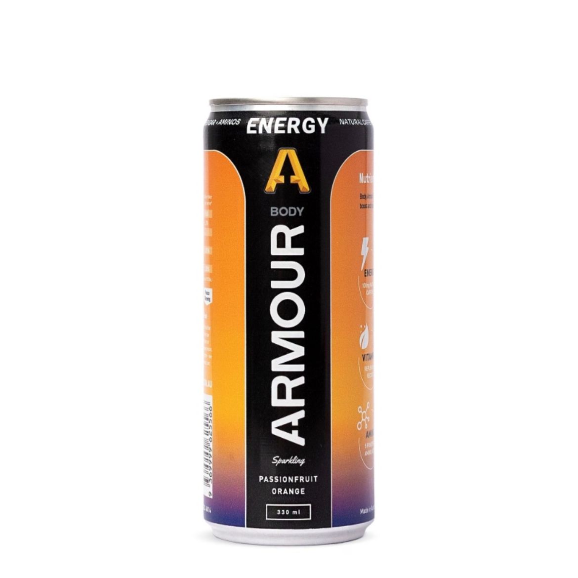 Picture of BODY ARMOUR - ENERGY+ ZERO SUGAR CANS - PASSIONFRUIT + ORANGE