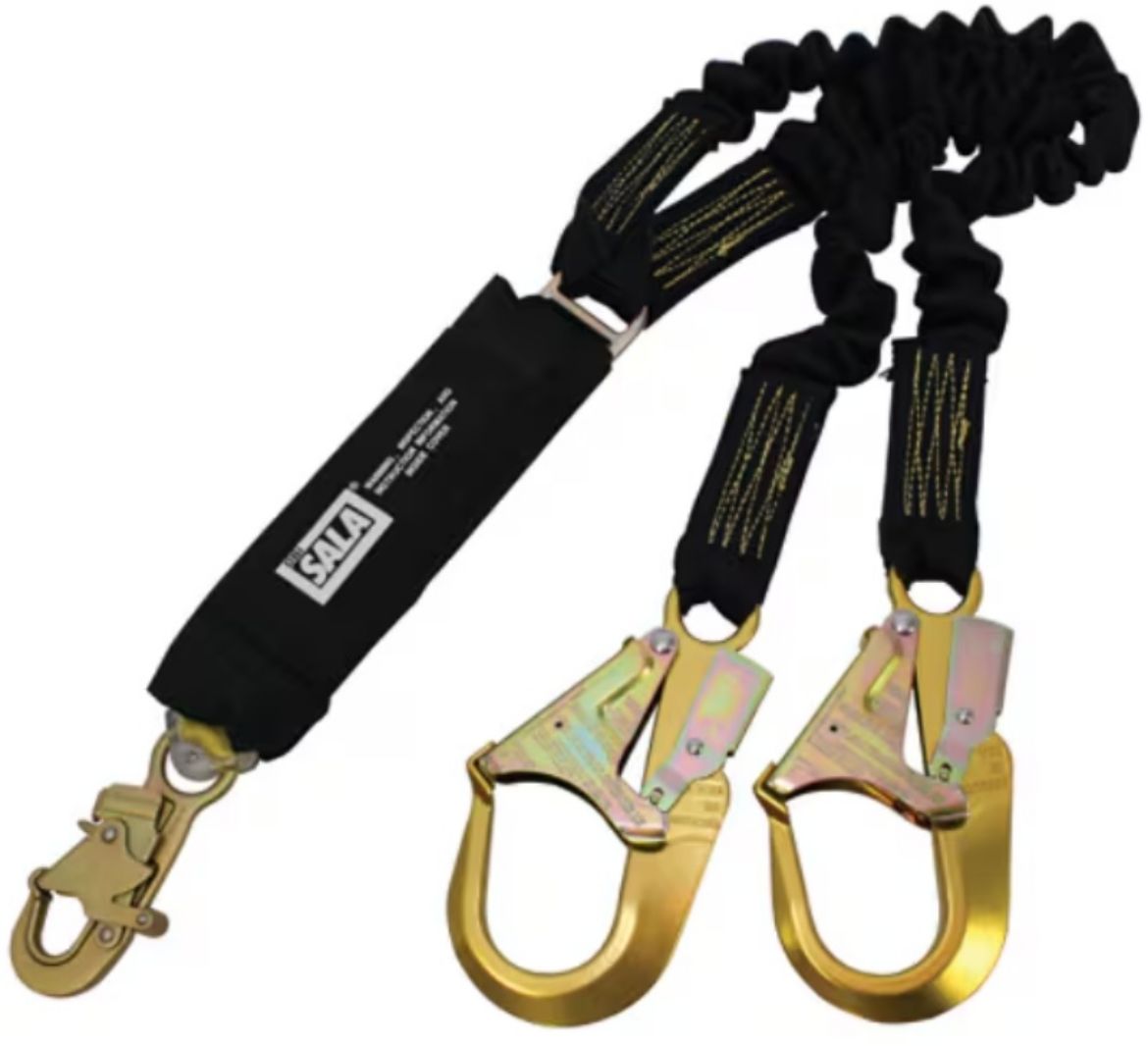 Picture of Z60200919NKE DBI-SALA SHOCK ABSORBING WELDERS LANYARD, DOUBLE TAIL, ELASTICATED 2.0M WITH DOUBLE ACTION SNAP HOOK AND SCAFFOLD HOOKS