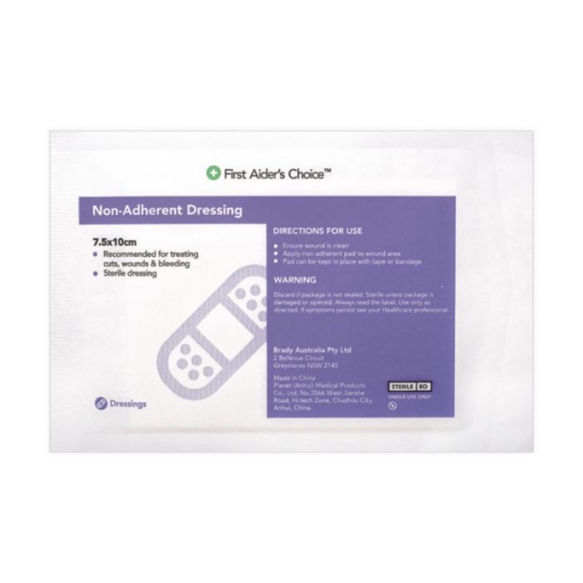 Picture of FAC NON-ADHERENT DRESSING 7.5CM X 10CM