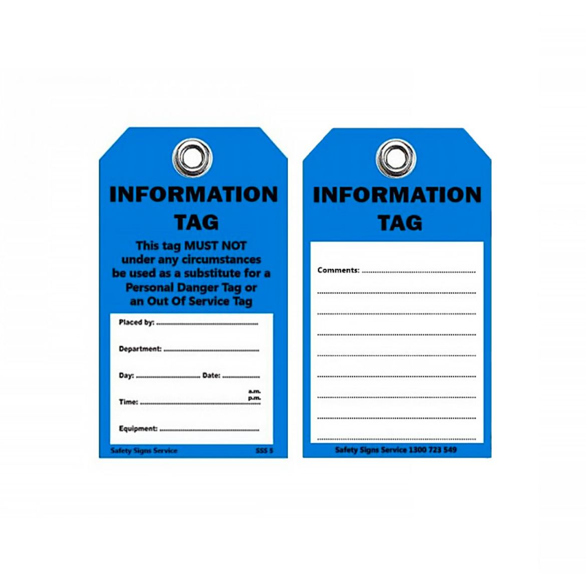 Picture of INFORMATION TAG, TEARPROOF, 75MM(W) X 125MM (H), BLUE
