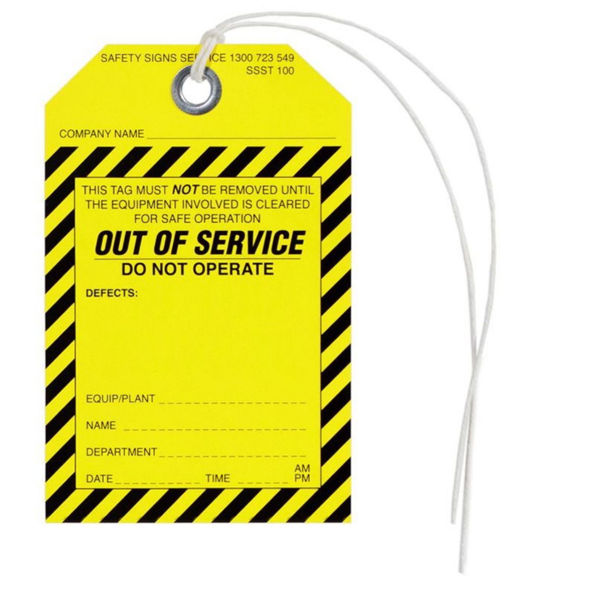 Picture of LOCKOUT TAGS, TEARPROOF TAG, OUT OF SERVICE 75MM (W) X 125MM (H)