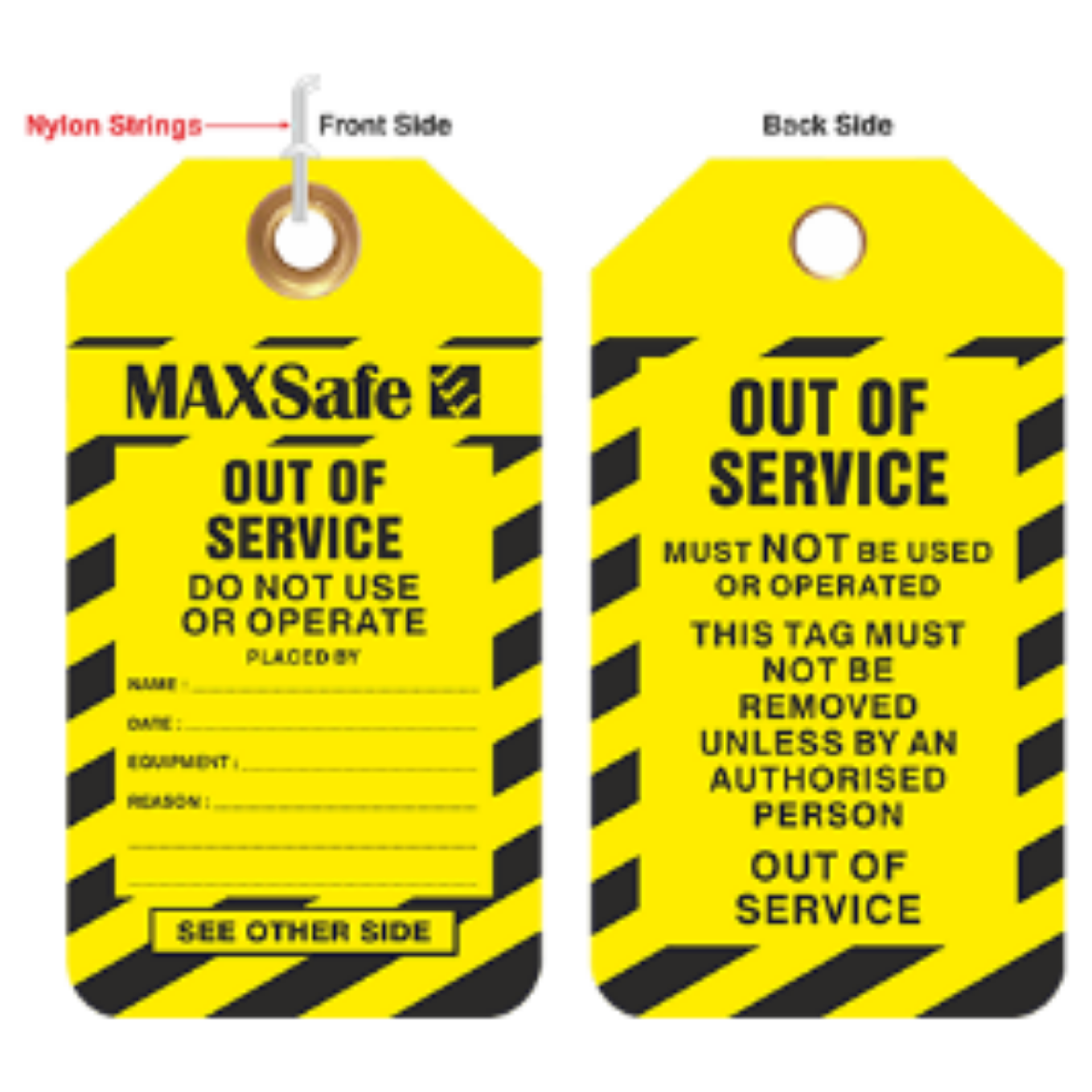 Picture of OUT OF SERVICE TAGS - TEAR PROOF - COMES WITH EYELET & STRING