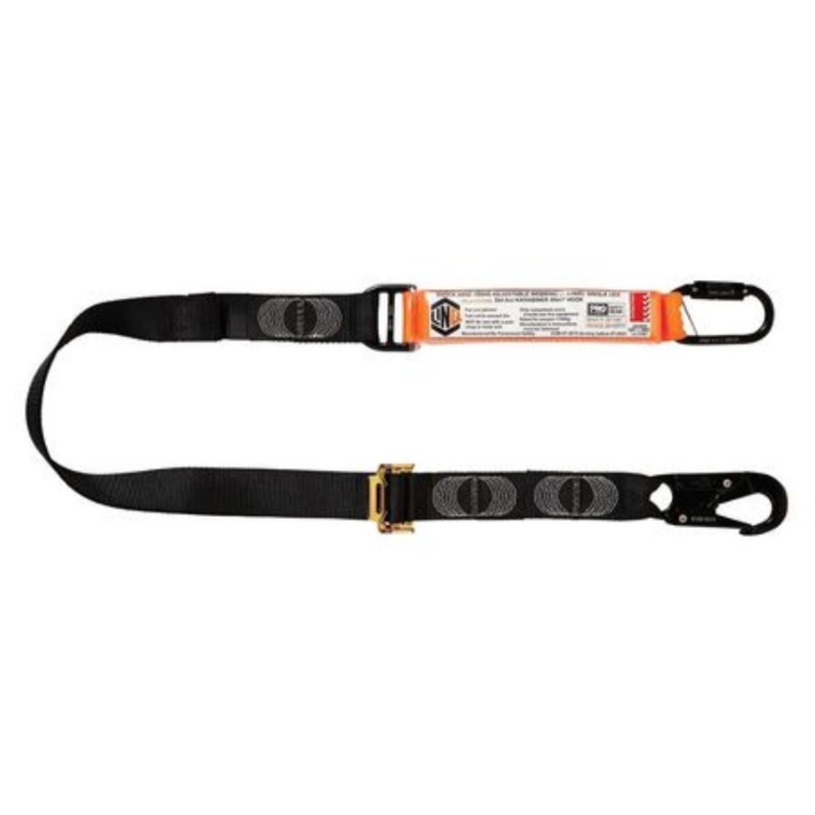 Picture of LINQ ELITE SINGLE LEG SHOCK ABSORBING 2M ADJUSTABLE LANYARD WITH HARDWARE DOUBLE ACTION KARABINER & SNAP HOOK