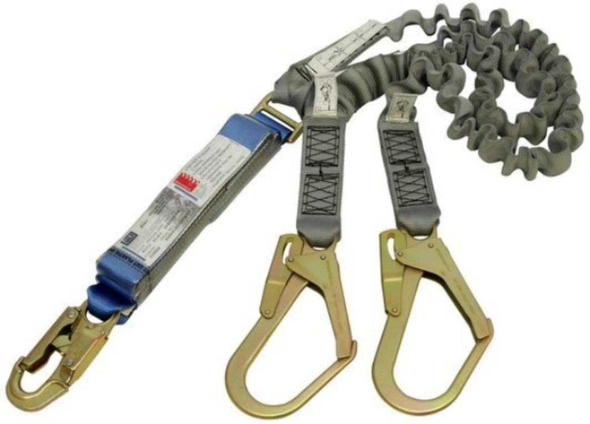 Picture of 7012882500 - Z60163634E DBI-SALA EZ-STOP LANYARD, WEBBING, TWIN LEG, 1.6M, ELASTICATED WITH STEEL DOUBLE ACTION SNAP HOOK, STEEL DOUBLE ACTION SCAFFOLD HOOK