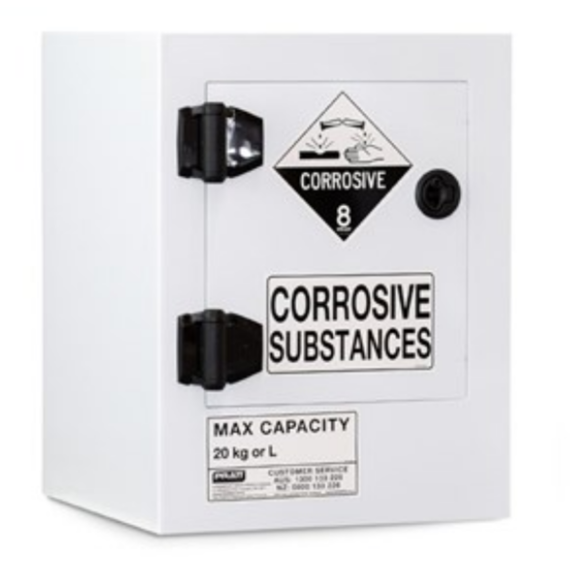 Picture of PRATT WHITE POLY CORROSIVE CABINET  20LTR. 1 DOOR, 1 SHELF