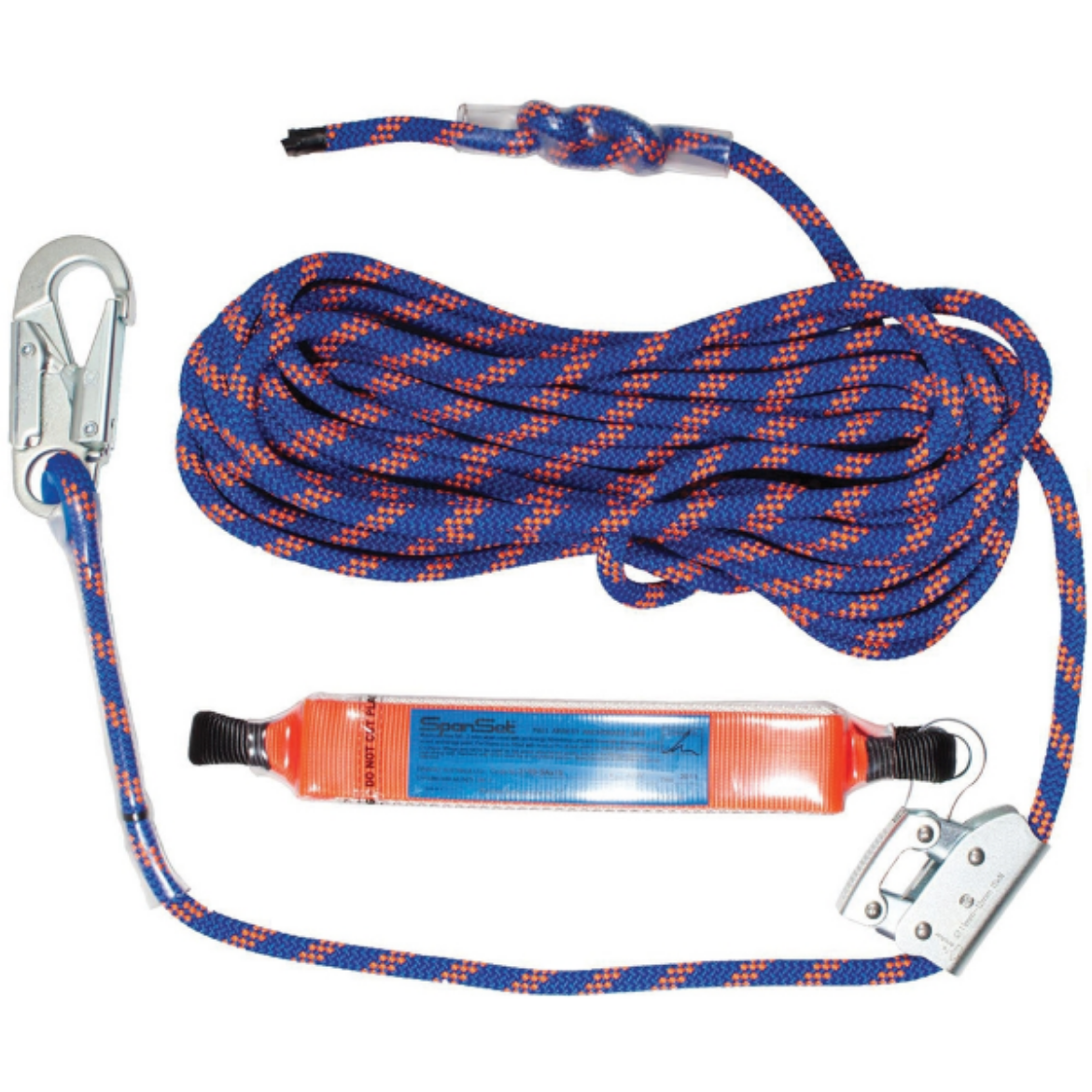 Picture of 11MM KERNMANTLE FALL ARREST LINE, 25 METRES WITH H1 SNAP HOOK ONE END, RF1 ROPE ADJUSTER AND SHOCK ABSORBER