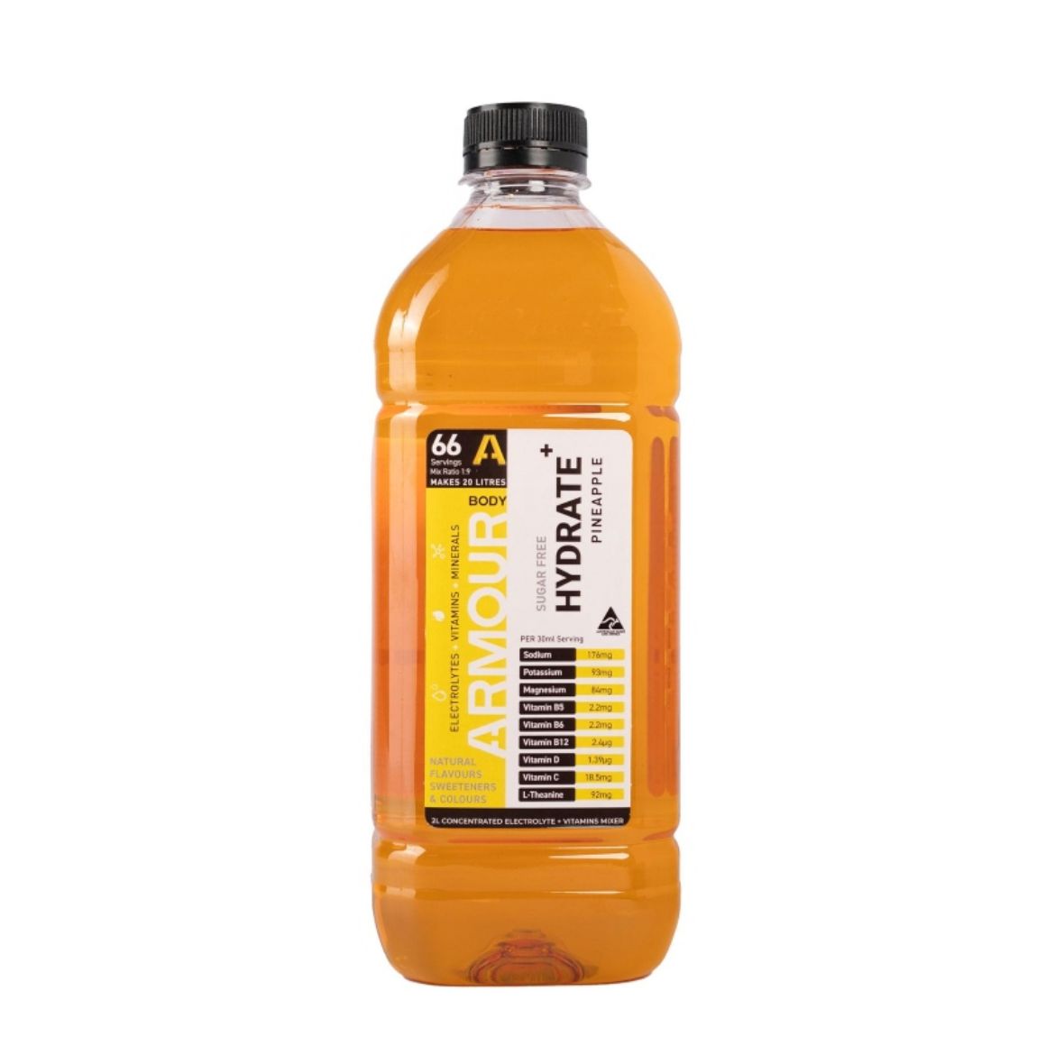 Picture of BODY ARMOUR - HYDRATE+ 2L CONCENTRATE - PINEAPPLE. EXPIRY DATE 26/07/26