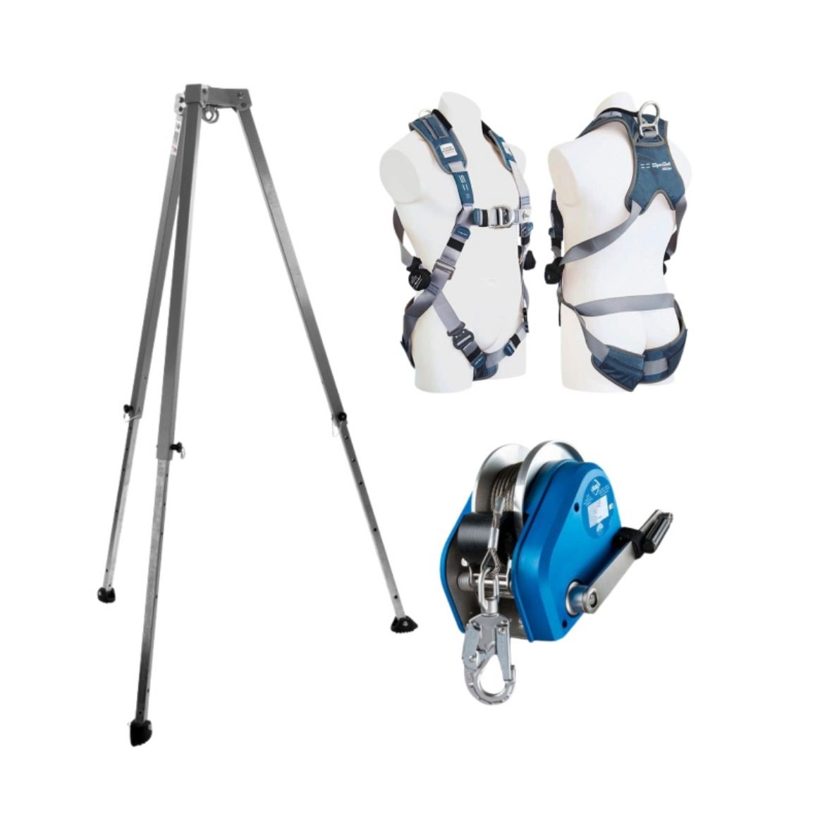 Picture of RESCUE SYSTEM - LADDER ACCESS. KIT CONSISTS OF 2 X ERGOIPLUS HARNESS, IKAR TRIPOD, 30M PERSONAL WINCH