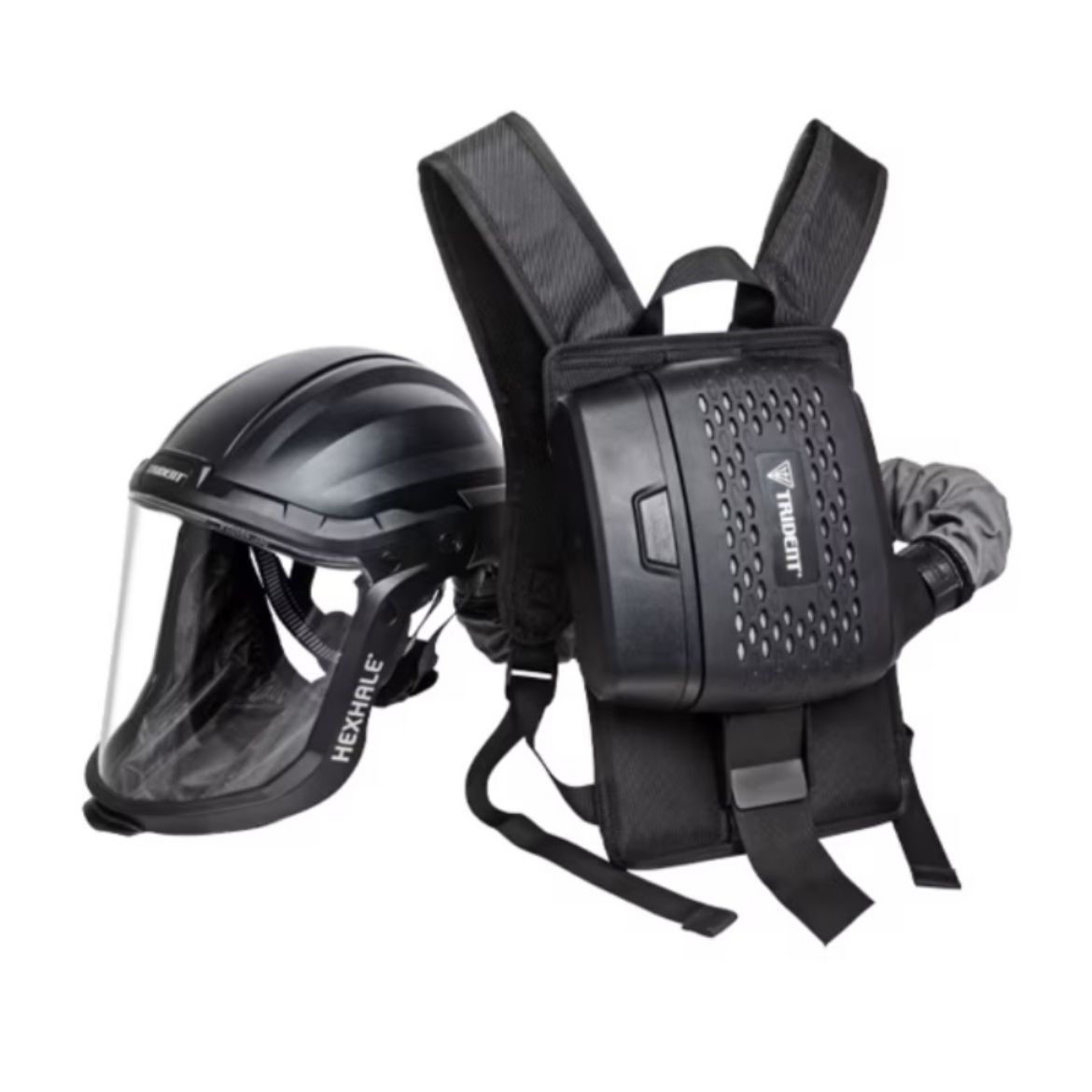 Picture of RESPIRATOR TRIDENT® HEXHALE® PAPR COMPLETE SYSTEM WITH FAST CHARGING EXTENDED BATTERY AND BACKPACK – INCLUDES LAMP BRACKET