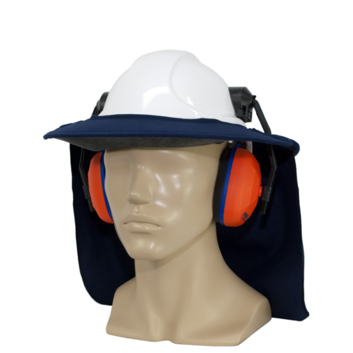 Picture of NHHEDF-NV - EARMUFF HARD HAT BRIM WITH HOOK AND LOOP, AND NAVY NECK FLAP