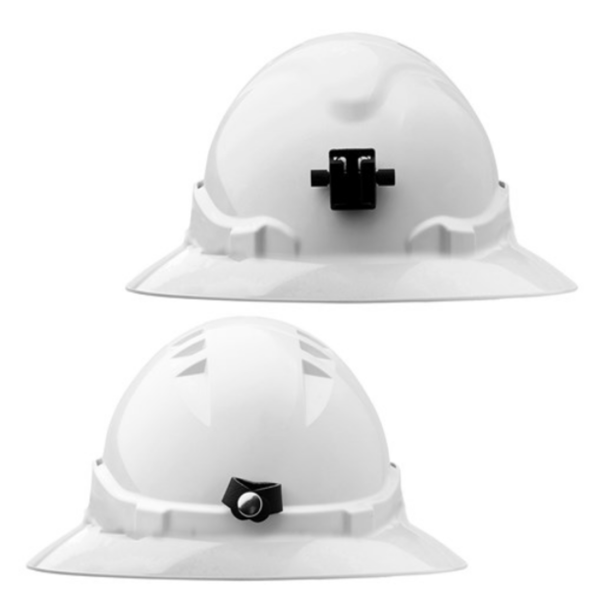 Picture of HARD HAT (V6) - VENTED, FULL BRIM, 6 POINT RATCHET HARNESS C/W LAMP BRACKET. WHITE.