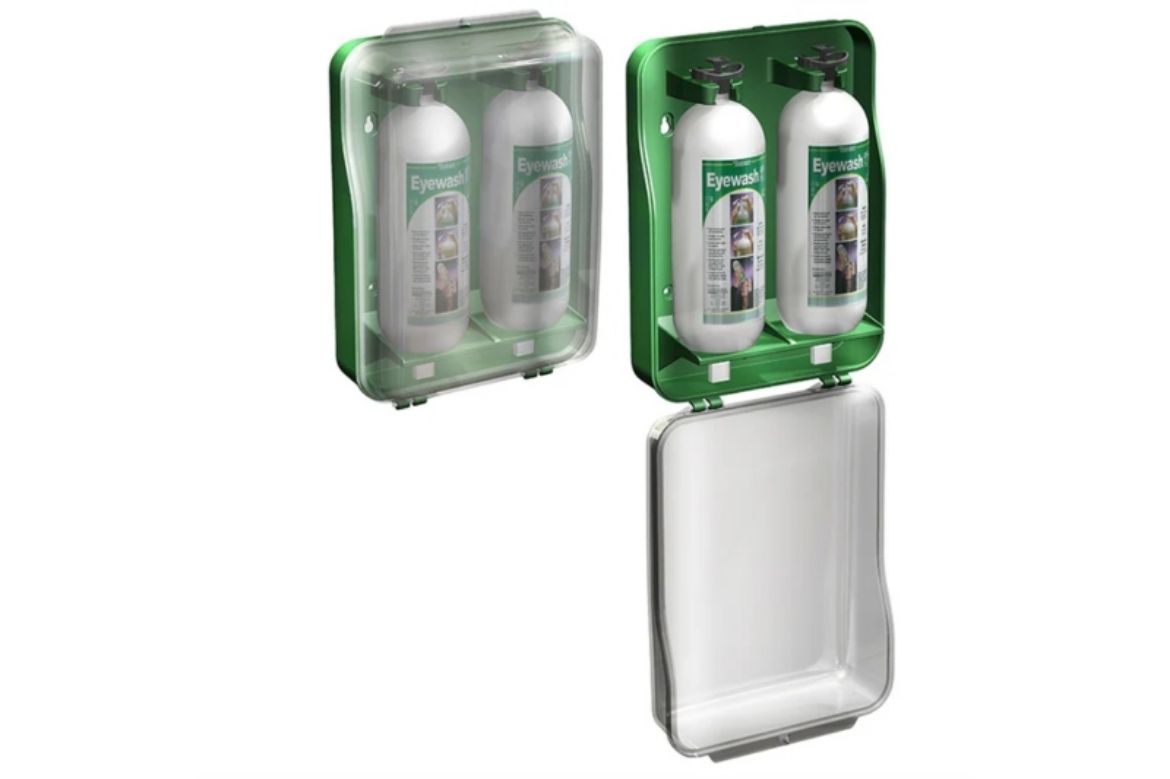 Picture of TOBIN EYEWASH CABINET – INCLUDES 2 X 1 LITRE EYE WASH BOTTLES, CABINET AND FIXING SCREWS