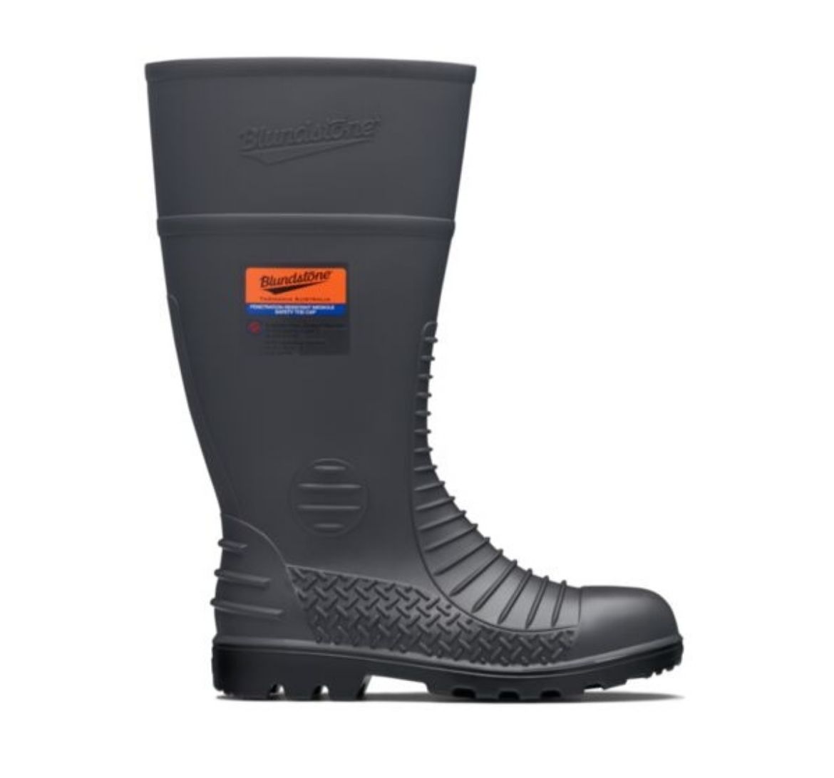 Picture of GREY COMFORT ARCH STEEL TOE AND MIDSOLE SAFETY GUMBOOT.  SIZES 12