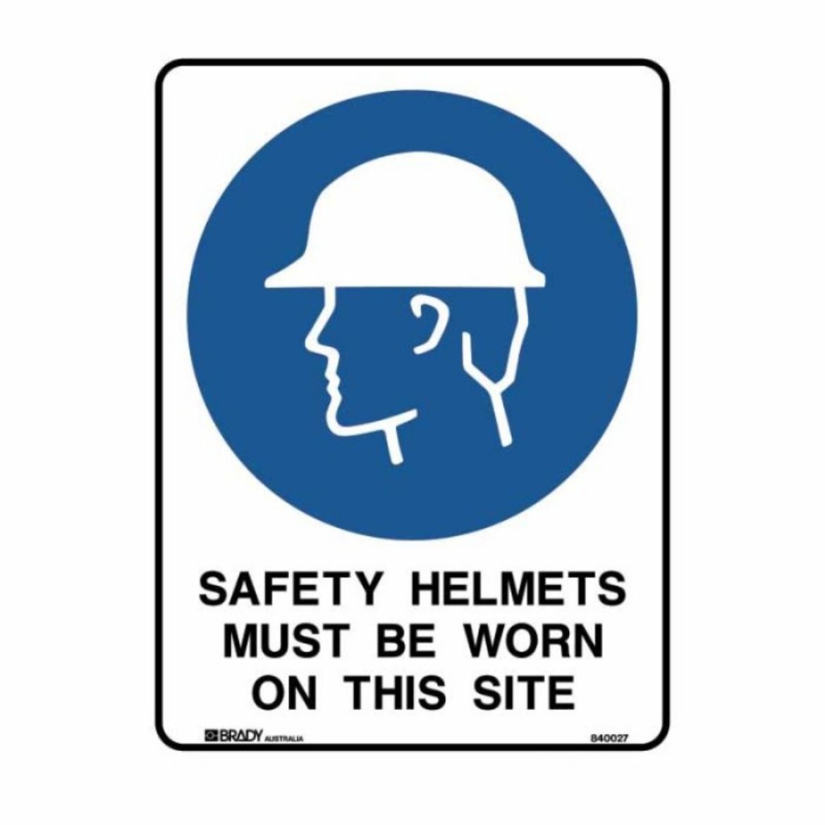 Picture of BUILDING AND CONSTRUCTION SIGN - SAFETY HELMETS MUST BE WORN ON THIS SITE (POLYPROPYLENE) H300MM X W225MM
