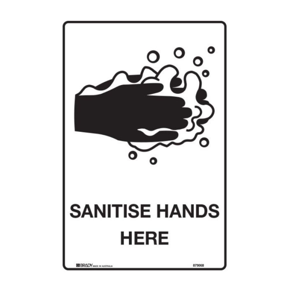 Picture of SANITISE HANDS HERE 300X225 POLY