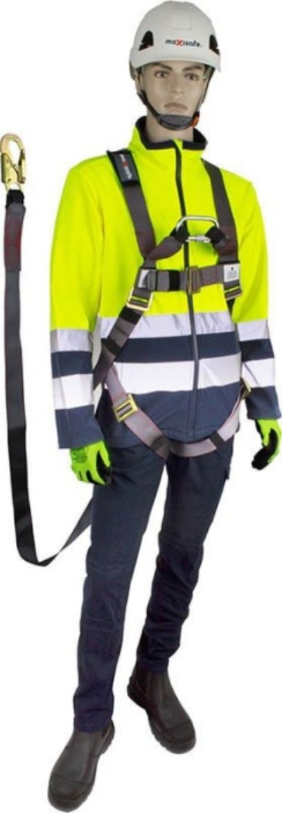 Picture of MAXISAFE FULL BODY HARNESS WITH FRONT & REAR ATTACHMENT POINTS WITH 2M LANYARD & SNAP HOOK ATTACHED